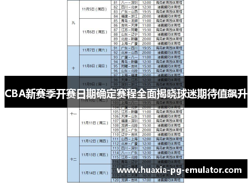 CBA新赛季开赛日期确定赛程全面揭晓球迷期待值飙升