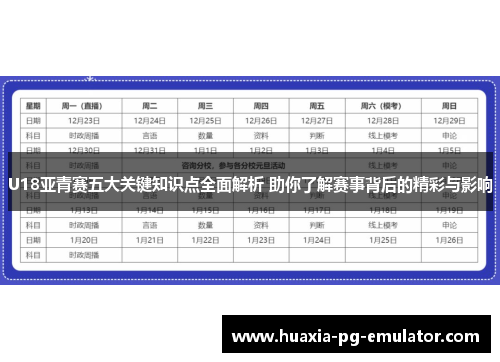 U18亚青赛五大关键知识点全面解析 助你了解赛事背后的精彩与影响